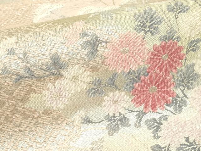 平和屋着物*夏物 六通柄袋帯 秋草文 銀糸 正絹 逸品 CABK7165rv