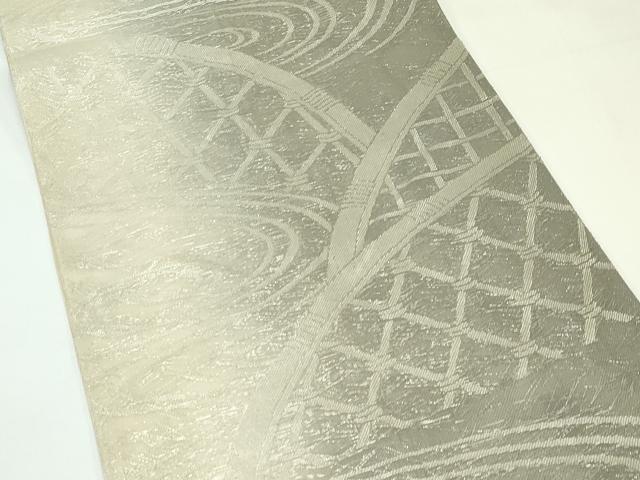平和屋着物*夏物 六通柄袋帯 流水籬文様 銀糸 正絹 逸品 CABK7167rv