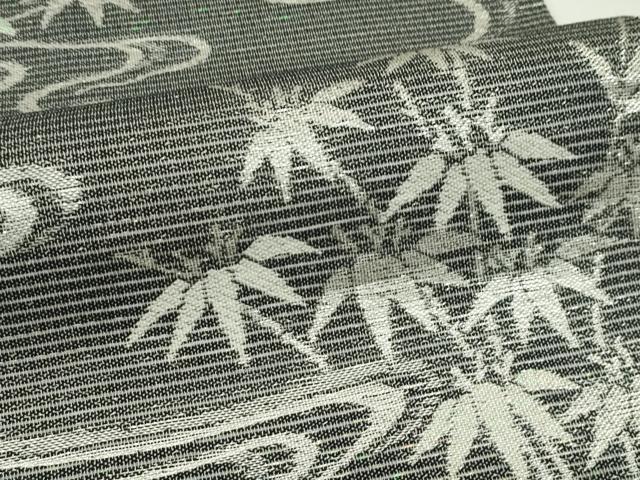 平和屋着物*夏物 六通柄袋帯 流水笹竹文 銀糸 正絹 逸品 CABK7168rv