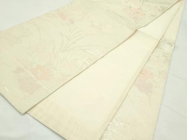 平和屋着物*夏物 六通柄袋帯 秋草文 銀糸 正絹 逸品 未使用 CABK7169rv