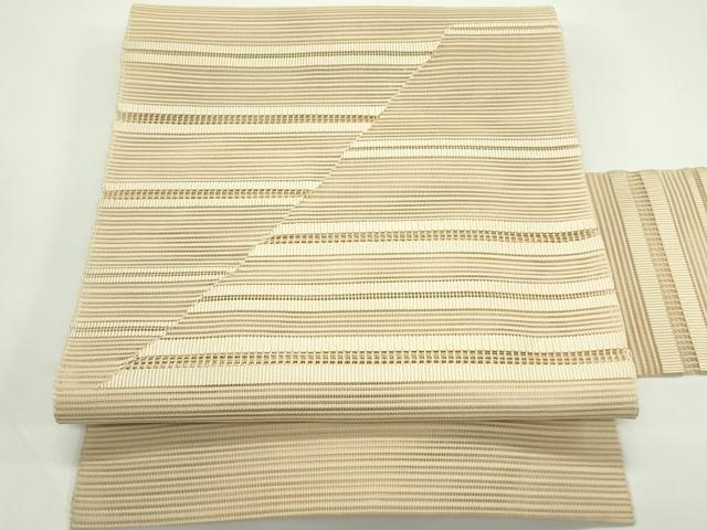 平和屋着物*夏物 八寸名古屋帯 絽綴れ 横段文 香色 正絹 逸品 CABK7198rv