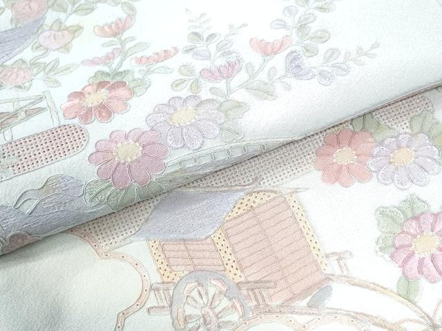 平和屋着物●中国三大刺繍 スワトウ刺繍 総刺繍 訪問着 エ霞御所車松竹梅風景文 暈し染め 正絹 逸品 CABK7202yc
