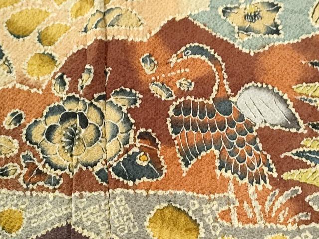 平和屋着物●訪問着 作家物 辻が花 鬼しぼ縮緬 正絹 逸品 CABK7209yc