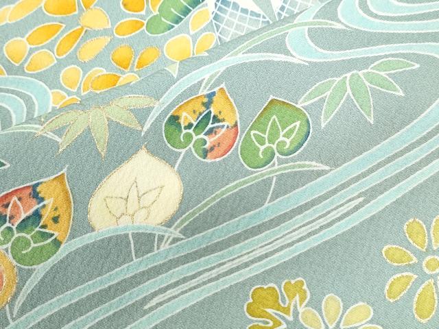 平和屋着物●訪問着 浜松葵草花文 金彩 正絹 逸品 CABK7213yc
