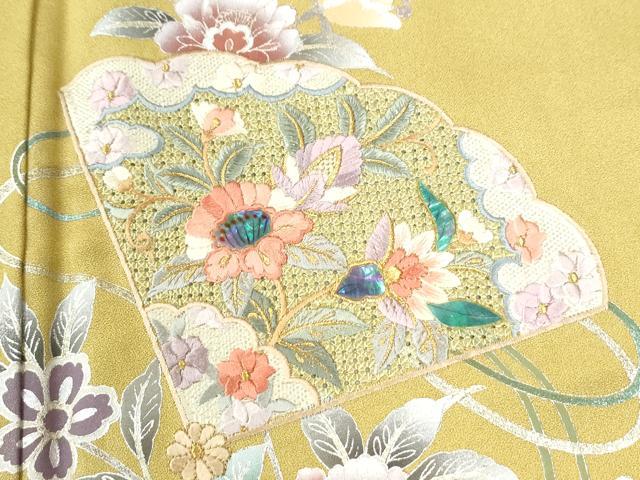 平和屋着物●中国三大刺繍 スワトウ刺繍 訪問着 螺鈿 檜扇更紗花唐草文 暈し染め 銀彩 正絹 逸品 CABK7219yc