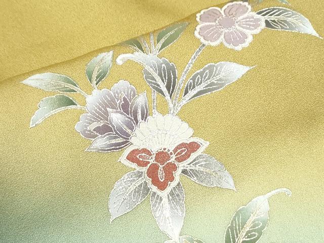 平和屋着物●中国三大刺繍 スワトウ刺繍 訪問着 螺鈿 檜扇更紗花唐草文 暈し染め 銀彩 正絹 逸品 CABK7219yc