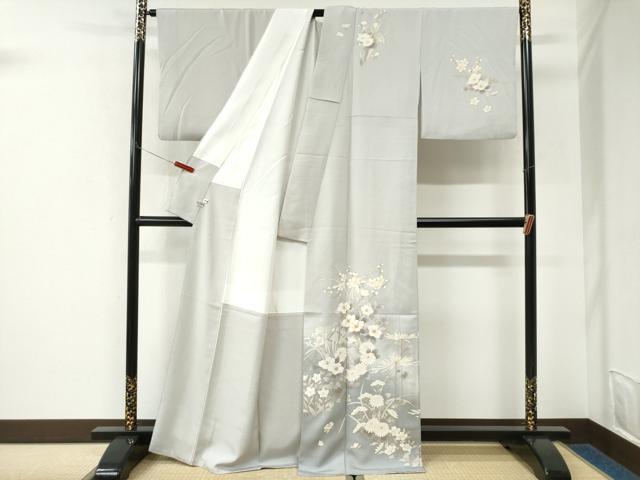 平和屋着物●訪問着 作家物 駒刺繍 菊花文 暈し染め 金彩 まるやま扱い 正絹 逸品 CABK7228yc