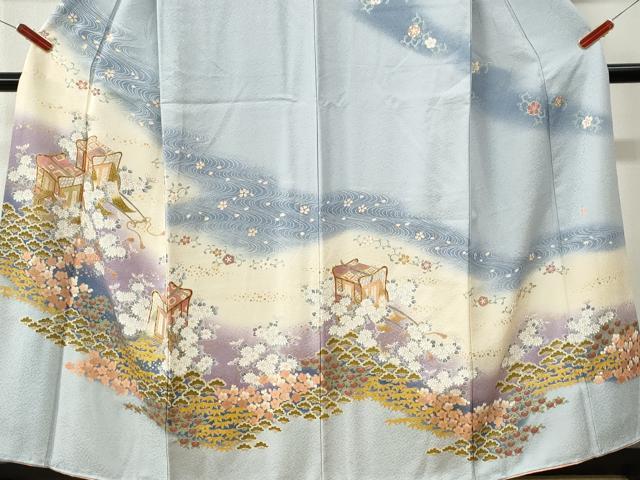 平和屋着物●訪問着 作家物 御所車松竹梅橘花文 暈し染め 金彩 正絹 逸品 CABK7231yc