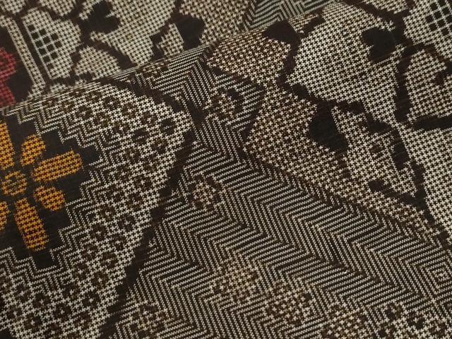 平和屋着物●本場大島紬 龍郷絣 正絹 逸品 CABK7234yc