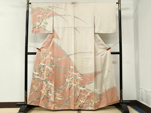 平和屋着物●日本工芸会正会員 染色作家 木原明 訪問着 裏菊 金彩 正絹 逸品 CABK7236yc