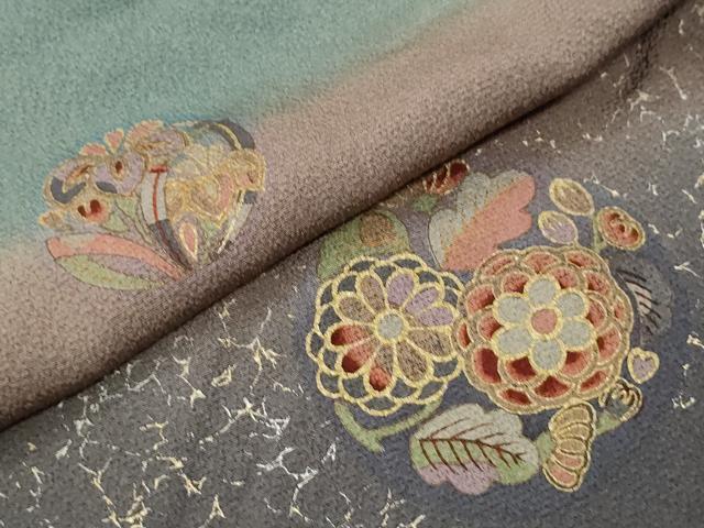 平和屋着物●訪問着 草花丸文 金糸 正絹 逸品 CABK7247yc