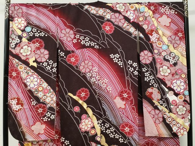 平和屋着物●豪華振袖 駒刺繍 舞桜文 暈し染め 銀通し地 正絹 逸品 CABK7254yc
