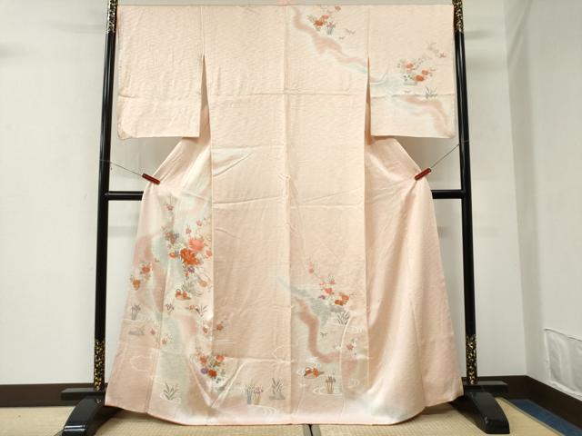 平和屋着物●創業460年・千總 訪問着 駒刺繍 流水鴛鴦牡丹花文 暈し染め 金彩 正絹 逸品 CABK7262yc