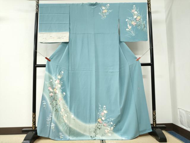 平和屋着物●訪問着 友禅 作家物 草花文 反端付き 正絹 逸品 CABK7263yc