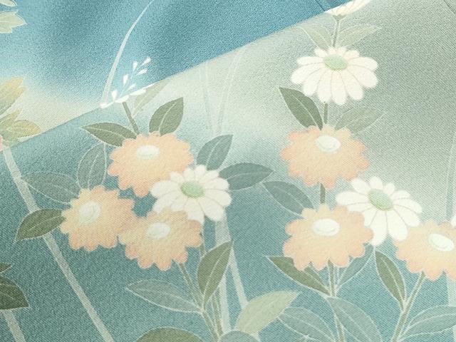 平和屋着物●訪問着 友禅 作家物 草花文 反端付き 正絹 逸品 CABK7263yc