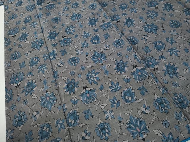 平和屋着物●上質な紬 更紗枝花文 正絹 逸品 未使用 CABK7272yc
