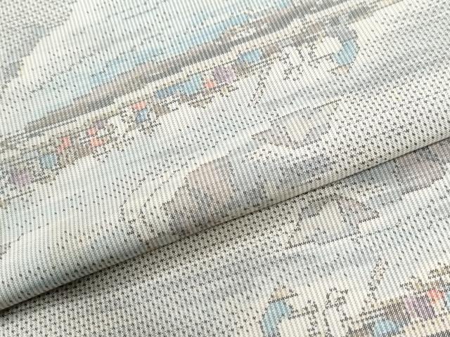 平和屋着物●本場大島紬 白大島 7マルキ 総絣 渡し船 正絹 逸品 CABK7274yc