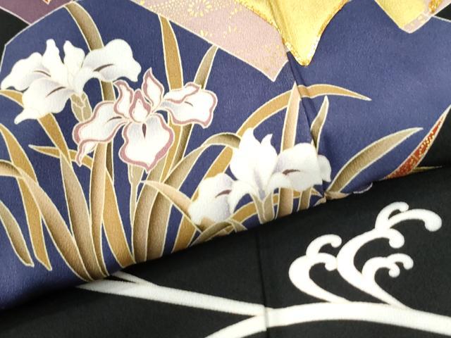平和屋着物●豪華黒留袖 作家物 駒刺繍 立波冊子飛鶴草花文 金彩 正絹 逸品 CABK7277yc