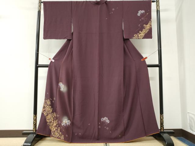 平和屋着物●訪問着 舞桜草花文 蛍暈し 金彩 正絹 逸品 CABK7278yc