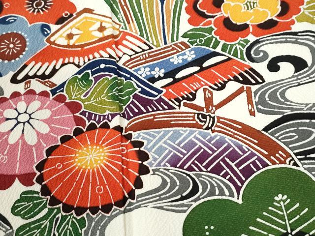 平和屋着物●豪華振袖 紅型 飛鳥松竹梅竜田川風景文 正絹 逸品 CABK7279yc
