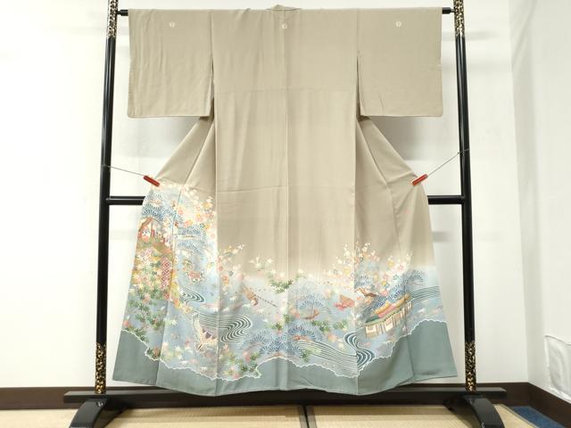 平和屋着物●本加賀友禅作家 中政雄 色留袖 流水風景花文 暈し染め 正絹 逸品 CABK7282yc