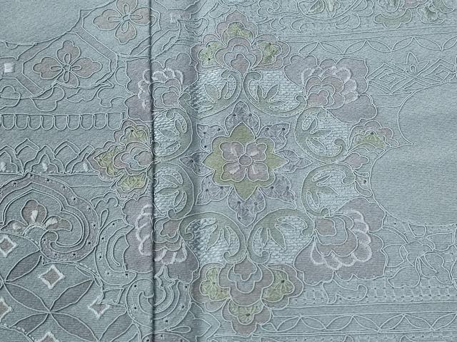 平和屋着物●中国三大刺繍 スワトウ刺繍 総刺繍 訪問着 更紗花唐草文 正絹 逸品 CABK7284yc