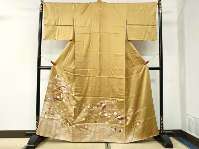 平和屋着物●豪華色留袖 駒刺繍 芝草扇面松竹梅花文 暈し染め 金彩 正絹 逸品 CABK7294yc