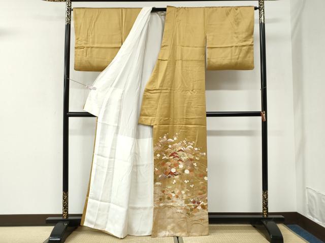 平和屋着物●豪華色留袖 駒刺繍 芝草扇面松竹梅花文 暈し染め 金彩 正絹 逸品 CABK7294yc