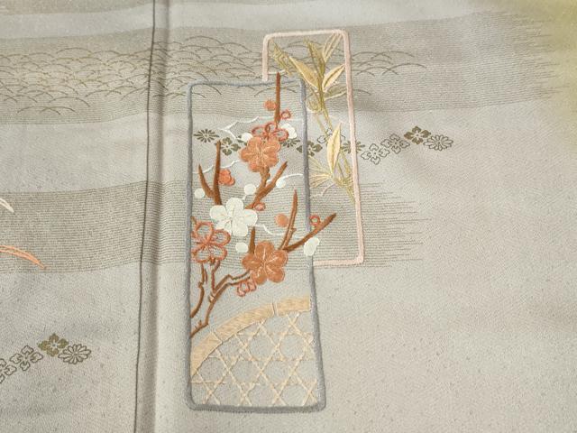 平和屋着物●訪問着 刺繍 短冊重ね草花文 暈し染め 金彩 三越扱い 正絹 逸品 CABK7303yc