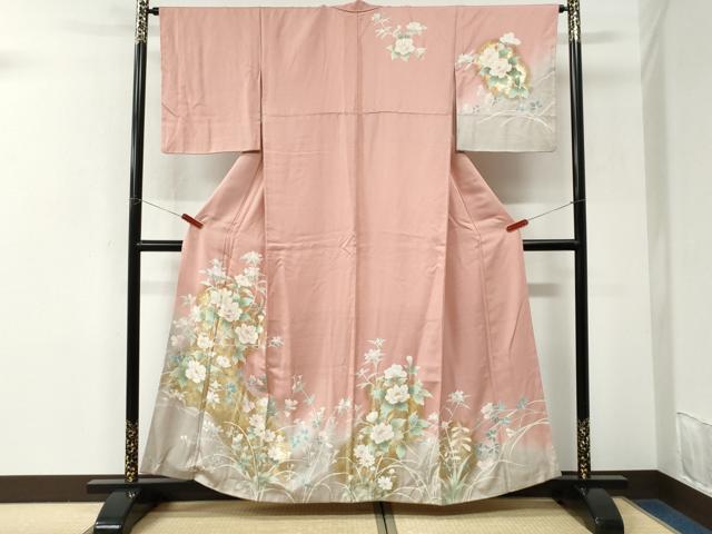 平和屋着物●訪問着 牡丹花文 暈し染め 金彩 正絹 逸品 CABK7310yc
