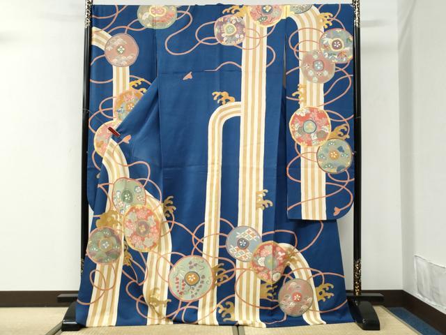平和屋着物●豪華振袖 駒刺繍 立波草花丸文 金彩 正絹 逸品 CABK7317yc