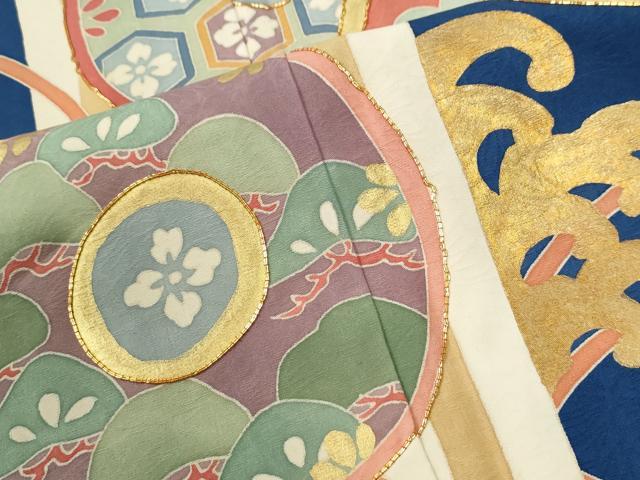 平和屋着物●豪華振袖 駒刺繍 立波草花丸文 金彩 正絹 逸品 CABK7317yc