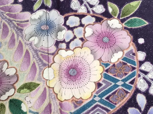 平和屋着物●豪華振袖 辻が花 暈し染め 銀通し地 正絹 逸品 CABK7319yc