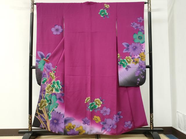 平和屋着物●豪華振袖 牡丹舞花文 暈し染め 金彩 正絹 逸品 CABK7320yc