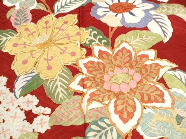 平和屋着物●豪華振袖 駒刺繍 草花文 金彩 ゑり善扱い 正絹 逸品 未使用 CABK7330yc