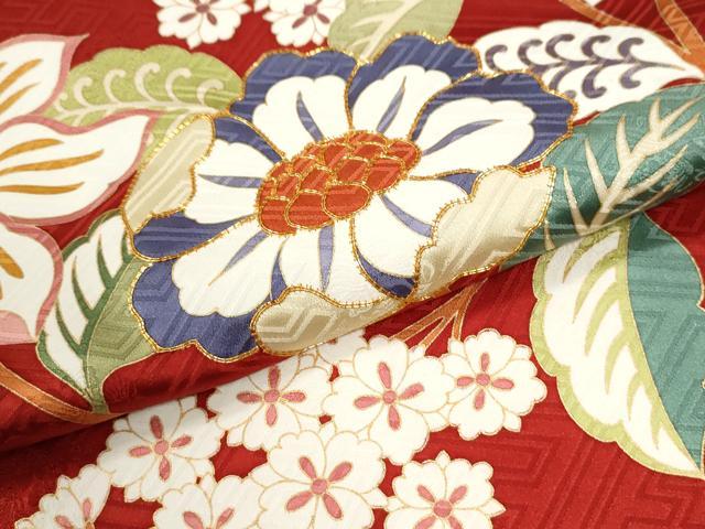 平和屋着物●豪華振袖 駒刺繍 草花文 金彩 ゑり善扱い 正絹 逸品 未使用 CABK7330yc