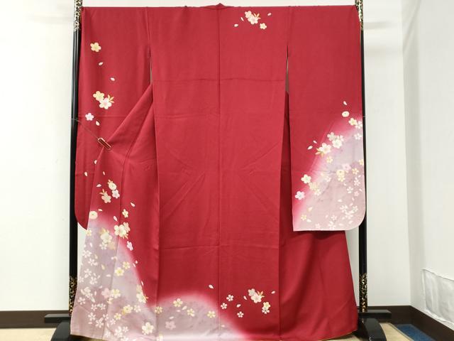 平和屋着物●豪華振袖 舞桜文 ラメ糸 暈し染め 金彩 正絹 逸品 CABK7339yc