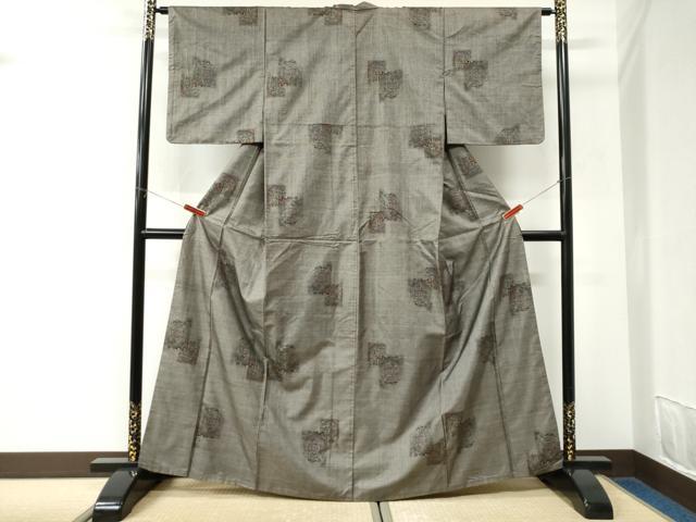 平和屋着物●本場大島紬 9マルキ 色紙重ね草花文 正絹 逸品 CABK7340yc