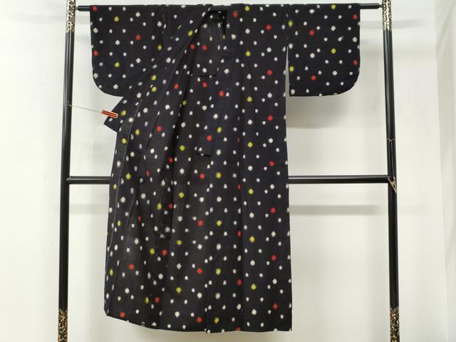 平和屋着物●久留米絣 単衣 水玉 綿 逸品 CABK7346yc