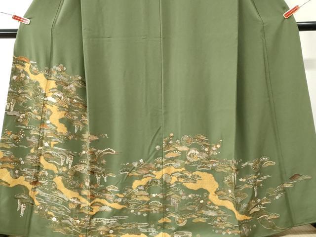 平和屋着物●訪問着 総刺繍 浜松飛鶴雪輪扇面花文 金糸 正絹 逸品 CABK7349yc