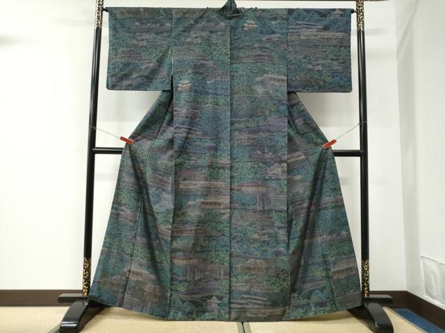 平和屋着物●都喜ヱ門 本場大島紬 9マルキ 総絣 樹林風景文 藤絹織物謹製 正絹 逸品 CABK7364yc