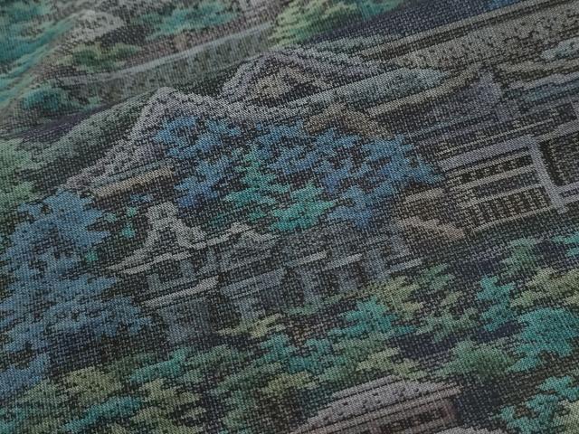 平和屋着物●都喜ヱ門 本場大島紬 9マルキ 総絣 樹林風景文 藤絹織物謹製 正絹 逸品 CABK7364yc