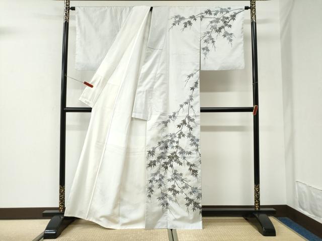 平和屋着物●訪問着 本場縞大島紬 総刺繍 楓 宮之原織物謹製 証紙付き 正絹 逸品 CABK7374yc