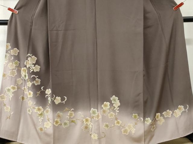 平和屋着物●中国三大刺繍 総相良刺繍 訪問着 葡萄蔦の葉文 暈し染め 正絹 逸品 CABK7384yc