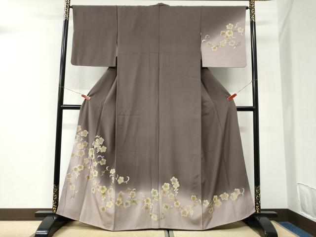 平和屋着物●中国三大刺繍 総相良刺繍 訪問着 葡萄蔦の葉文 暈し染め 正絹 逸品 CABK7384yc