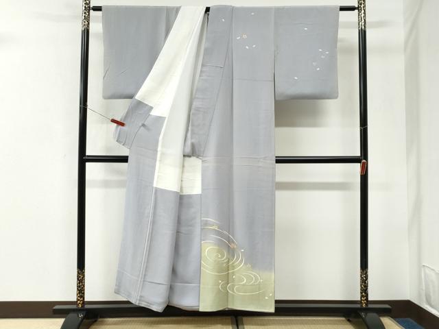 平和屋着物●訪問着 駒刺繍 竜田川舞花文 暈し染め 金彩 正絹 逸品 CABK7390yc