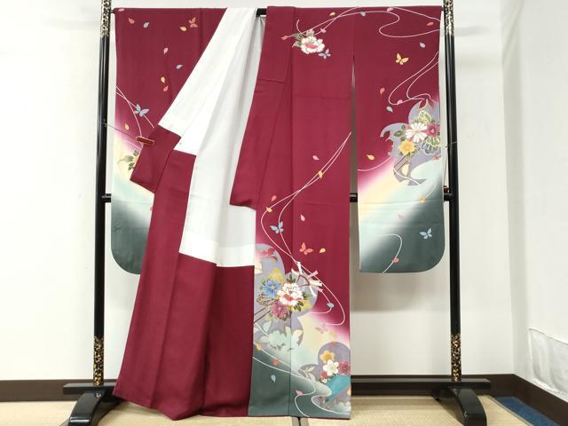 平和屋着物●豪華振袖 簪 櫛 暈し染め 金彩 正絹 逸品 CABK7396yc