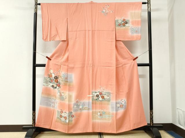 平和屋着物●訪問着 草花文 暈し染め 金彩 正絹 逸品 CABK7409yc