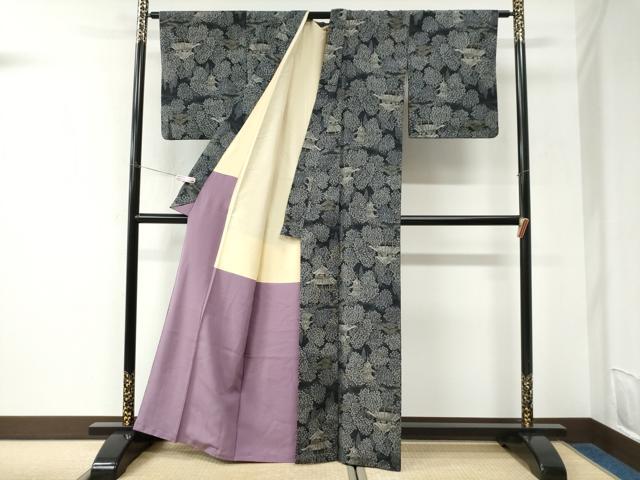 平和屋着物●上質な紬 樹林京風景文 正絹 逸品 CABK7411yc
