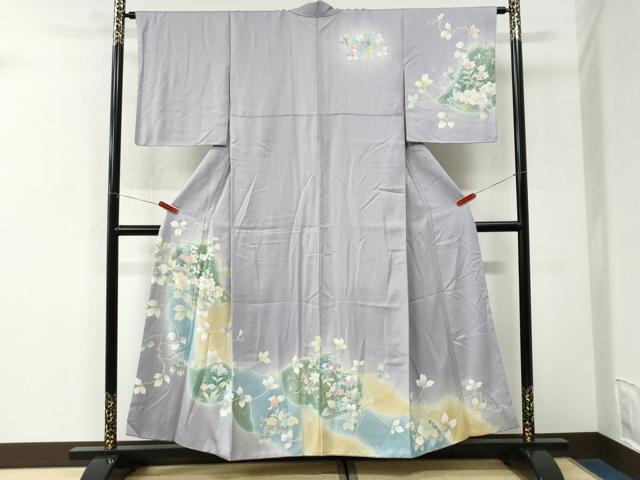 平和屋着物●訪問着 駒刺繍 枝花文 暈し染め 金彩 正絹 逸品 CABK7417yc